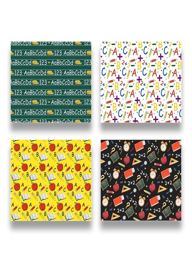 Geluode Back to School Wrapping Paper -Bus Apple Pencil ABC Wrapping Paper 8 Sheets Folded Flat 20 x 28Inches Gift Paper for Kindergarten Preschool Lower School First Day of School - Image 3